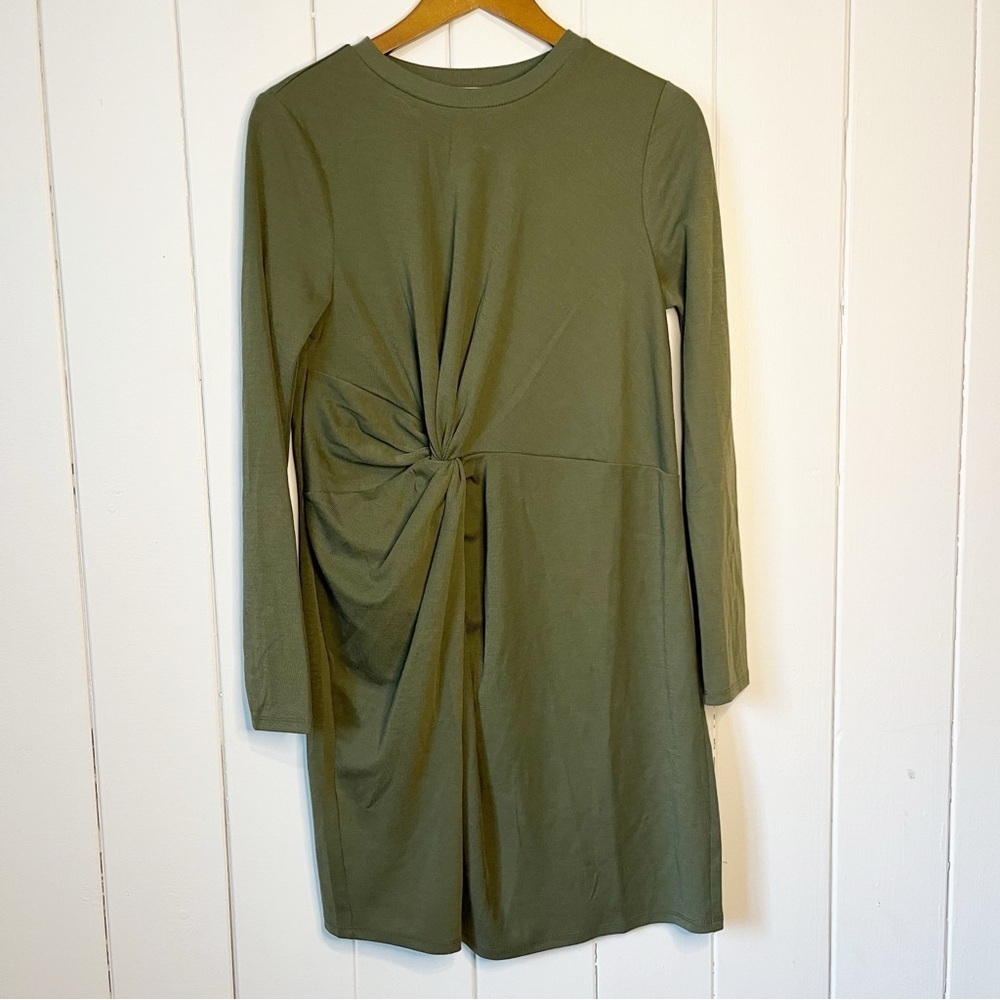 MNG Green Long Sleeve Ribbed Dress. Size 6.